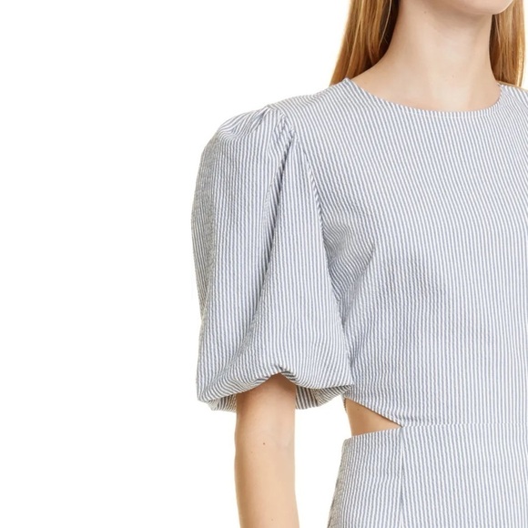 NWT Veronica Beard Iker Dress Side Cut Out Puff Sleeve Ruffle Mini Blue Sz 8 - Picture 15 of 15